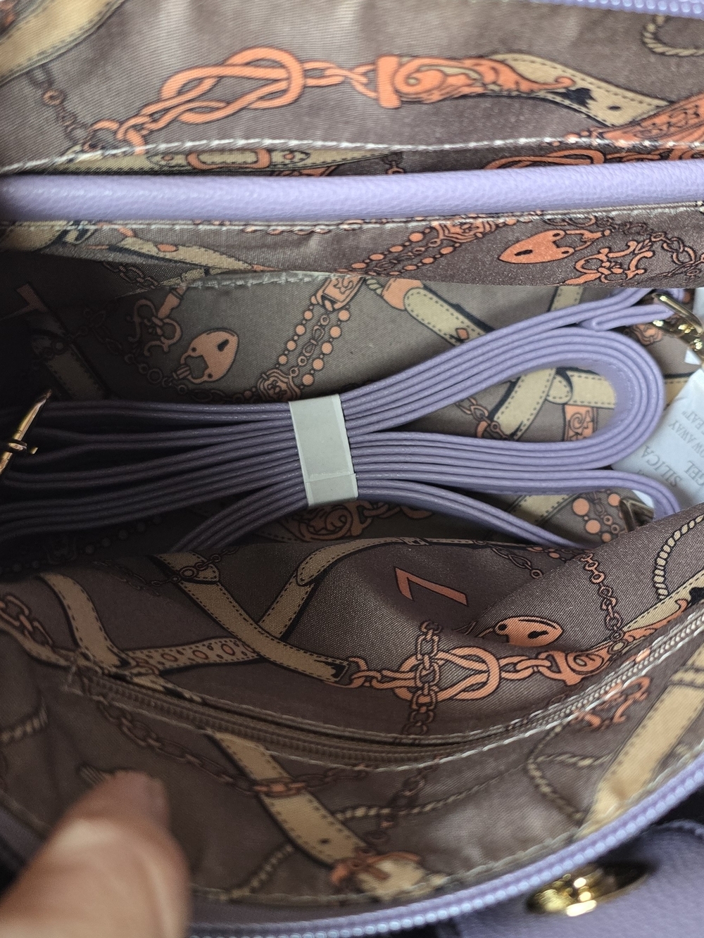 Lavender Structured Satchel Handbag - Picture 6 of 8